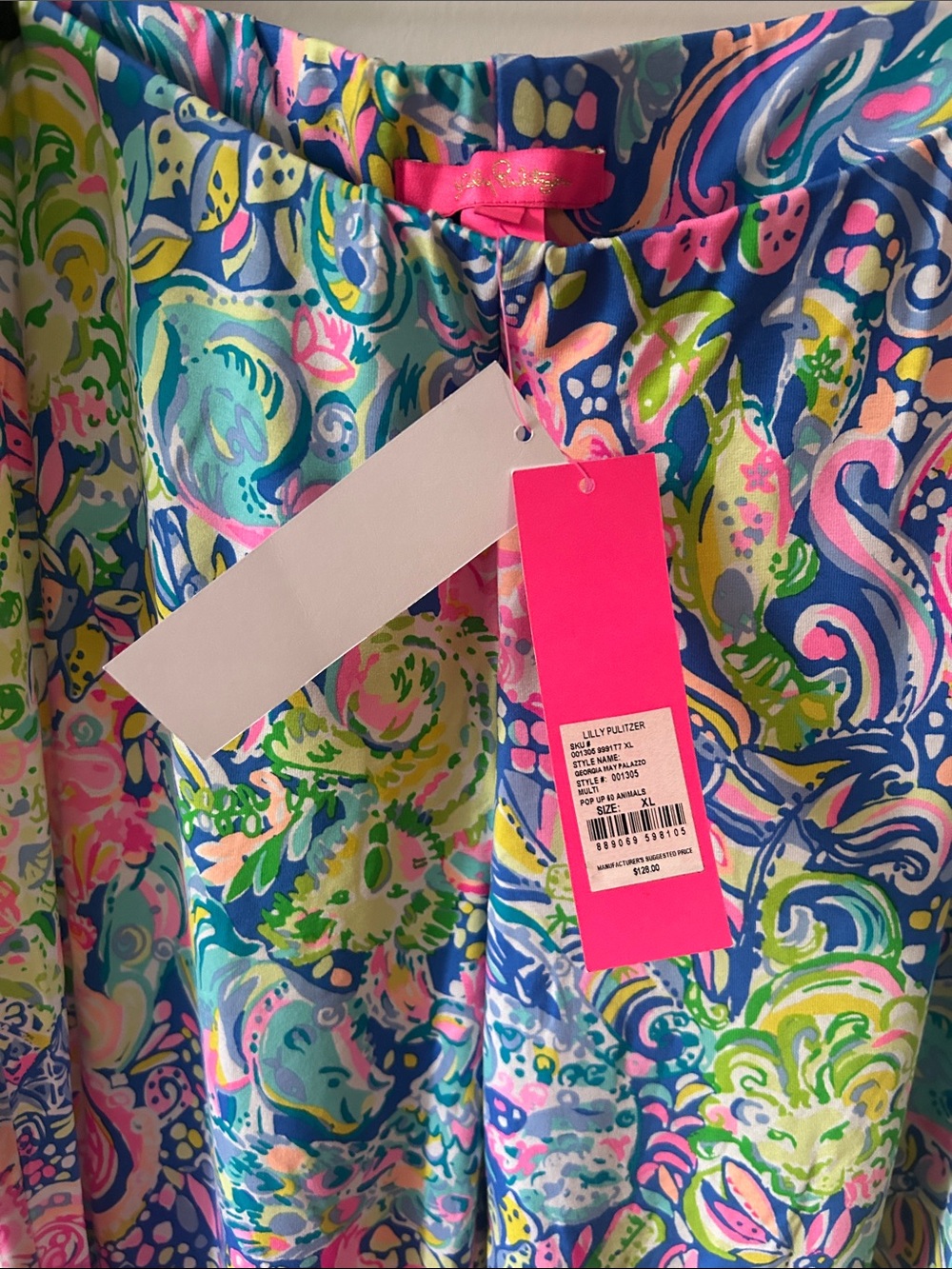Lilly Pulitzer Women’s Georgia May  Palazzo Pants Pink, Blue & Lime Green XL - Picture 2 of 9